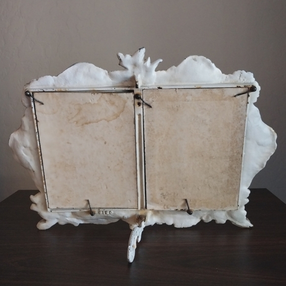 Antique Cast Metal Floral Standing Picture Frame for two Pictures - Picture 6 of 16